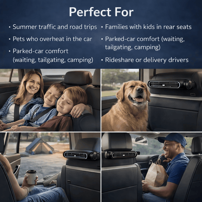 Universal Cordless Car Seat Cooling Fan (For Front or Back Seat Cooling)🌬️🚗