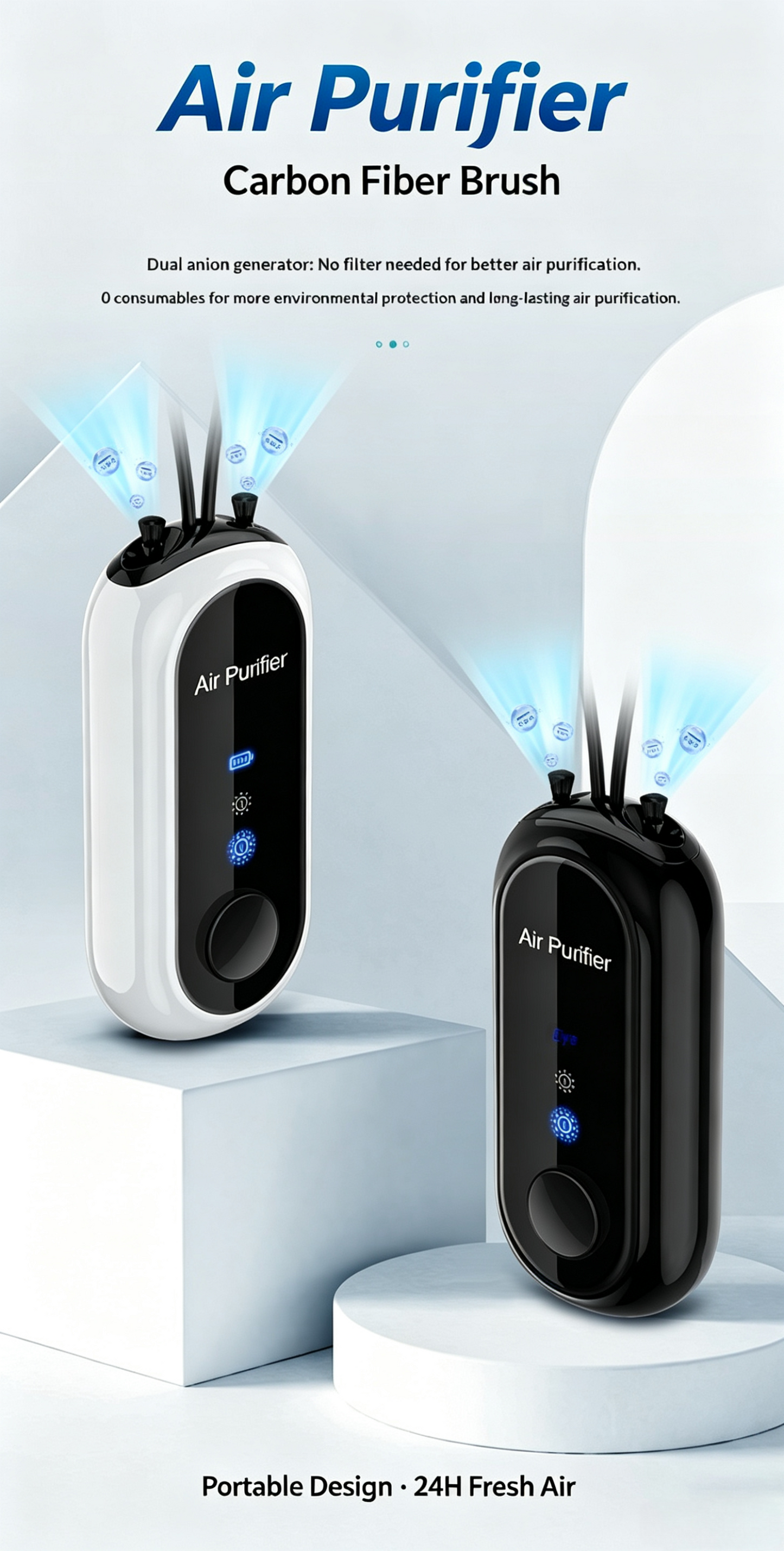Portable Negative Ion Air Purifier Necklace, Personal Wearable Purification Device,1.2 Billion Ion Output