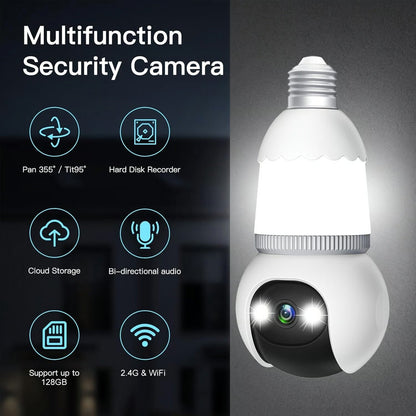 Light Bulb Security Camera  Wireless Outdoor Indoor Camera with Night Vision