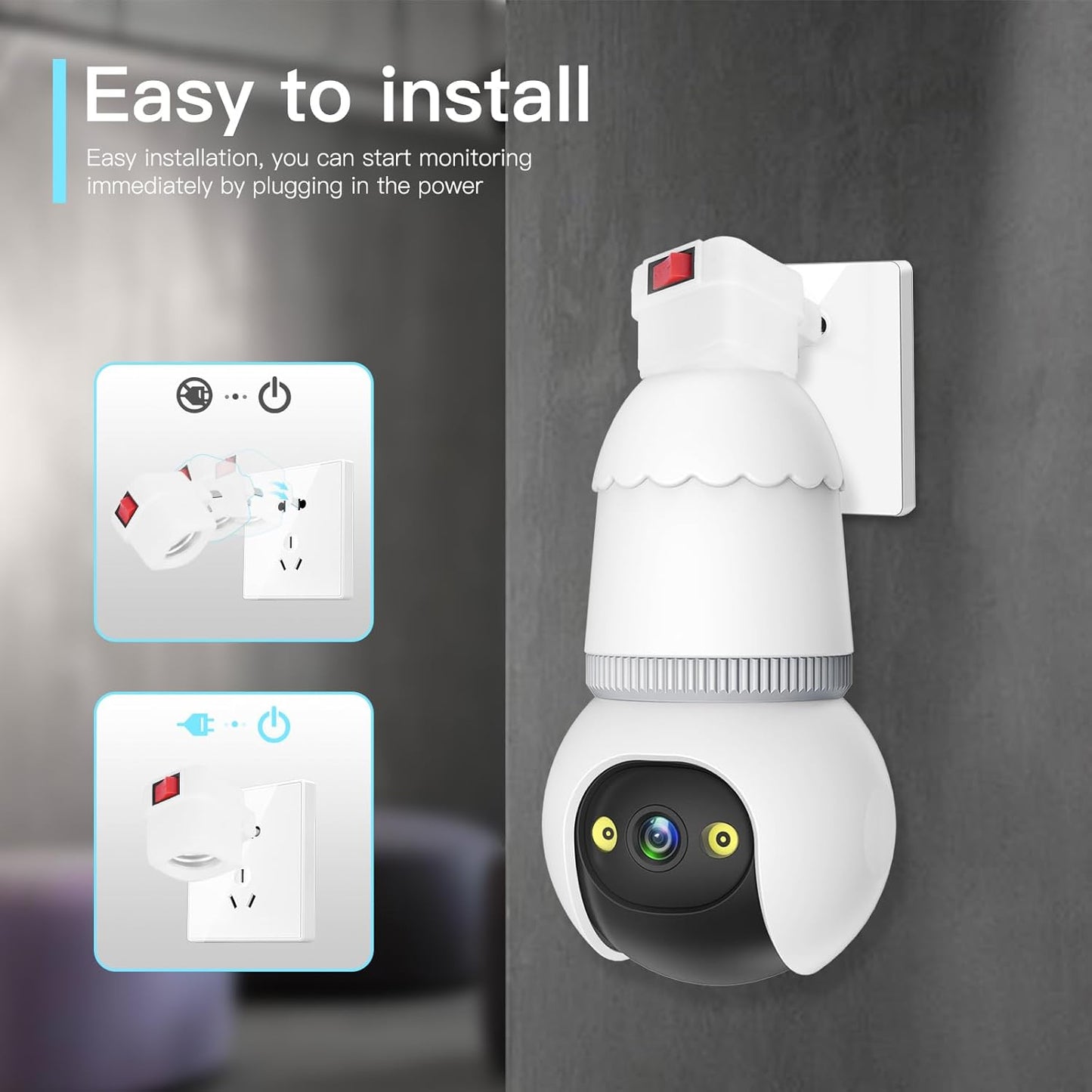 Light Bulb Security Camera  Wireless Outdoor Indoor Camera with Night Vision