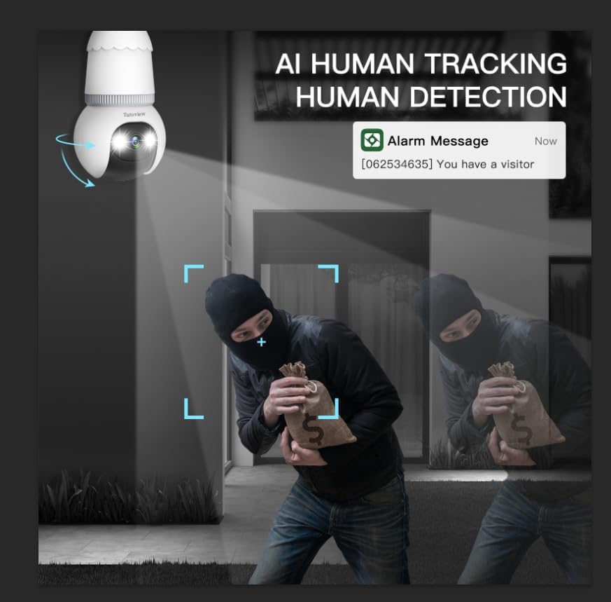 Light Bulb Security Camera  Wireless Outdoor Indoor Camera with Night Vision
