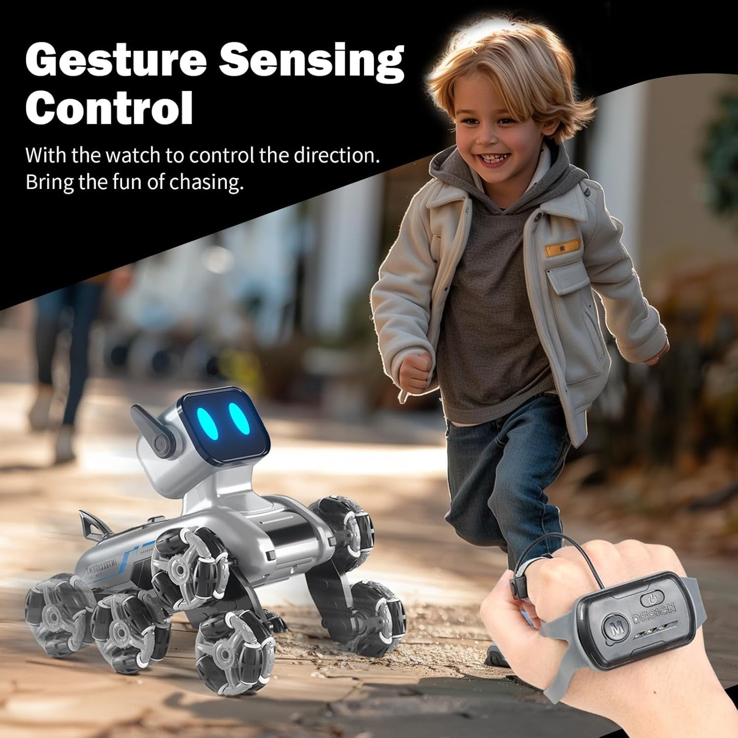 🎮Remote & Watch Control Stunt Spray Robot Dog