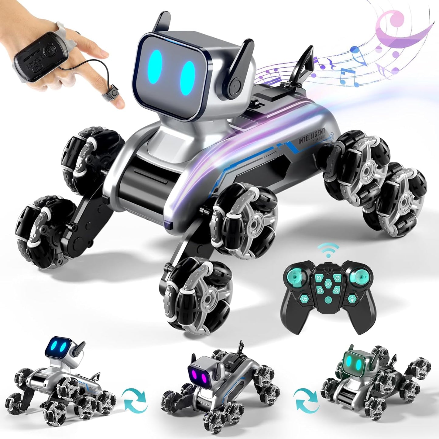 🎮Remote & Watch Control Stunt Spray Robot Dog