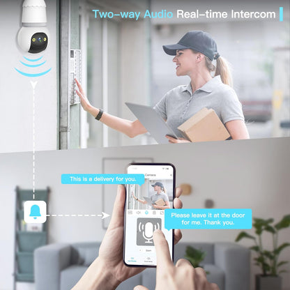 Light Bulb Security Camera  Wireless Outdoor Indoor Camera with Night Vision