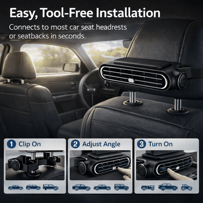 Universal Cordless Car Seat Cooling Fan (For Front or Back Seat Cooling)🌬️🚗